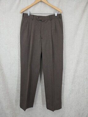Sterling & Hunt Vintage Wool Pleated Trousers Dress Pants Slacks in Brown Tone